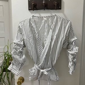 Bluenotes M striped wrap blouse